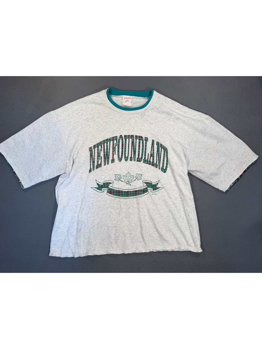 Vintage Worldpro Newfoundland Canada T Shirt XL Tartan Plaid Double Layer 90s